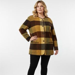 BASLER COUNTRY PLAID ANGORA WOOL BLEND COAT NEW WITH TAGS SIZE 48